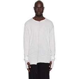 White Loose Thread Long Sleeve T Shirt 232579M213001