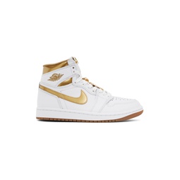 White   Gold Air Jordan 1 Retro High OG Sneakers 241445F127013