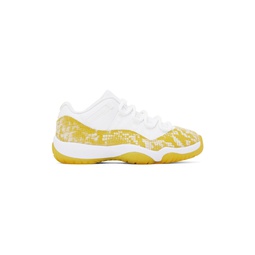 White   Yellow Air Jordan 11 Retro Low Sneakers 232445F128002