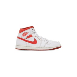 White   Red Air Jordan 1 Mid SE Sneakers 241445M236028