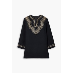 Karine embroidered wool and silk-blend tunic