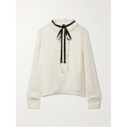 NILI LOTAN Bertille tie-detailed pleated silk crepe de chine blouse
