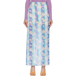 Blue Polyester Maxi Skirt 221475F093002