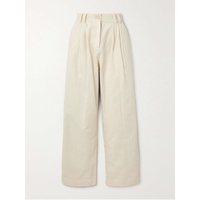 NINETY PERCENT Apollo pleated organic cotton and linen-blend wide-leg pants