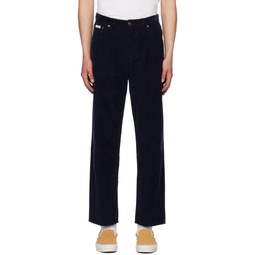 Navy Pleated Trousers 231876M191002