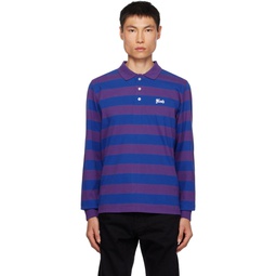 Purple   Blue Striped Long Sleeve Polo 232876M212002