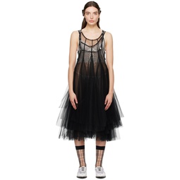 Black Layered Midi Dress 241672F054003