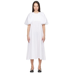 White Puff Sleeve Midi Dress 241672F054004