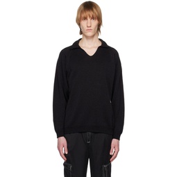 Black Skipper Neck Sweater 231008M206001