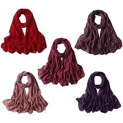 NOOR 5 pcs Hijab Scarfs for Women - Premium Quality Chiffon Hijab, Soft and Lightweight. Hijab Gift Box - 5 Colors Set