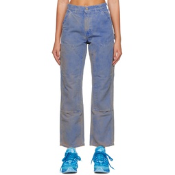 Blue Paneled Jeans 222438F069004