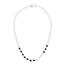 White   Black  7733 Pearl Onyx Beads Necklace 241439F023038