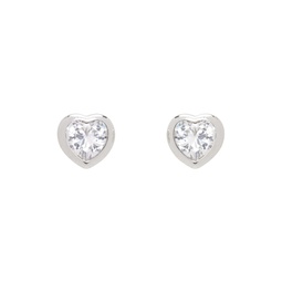 Silver Heart Bezel Set Stud Earrings 241439F022020