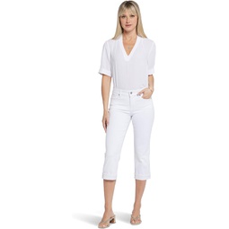 Womens NYDJ Petite Marilyn Crop Cuff Jeans in Optic White