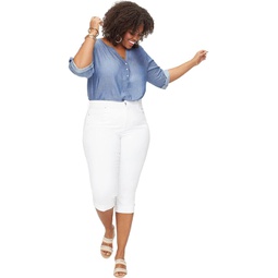 Womens NYDJ Plus Size Marilyn Crop Cuff in Cool Embrace Denim in Optic White