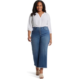 Womens NYDJ Plus Size High-Rise Teresa Wide Leg Ankle in Mission Blue