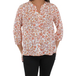 womens floral print button down blouse