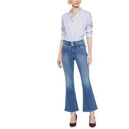 womens high rise medium wash flare jeans
