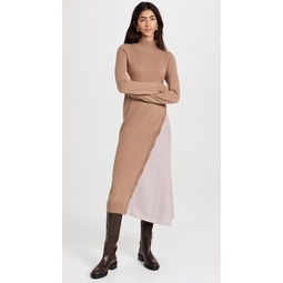 Asymmetrical Wool Cashmere Hybrid Turtleneck Dress