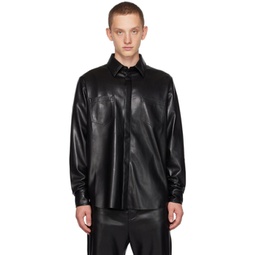 Black Declan Vegan Leather Shirt 232845M192013