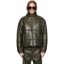 Gray Marron Vegan Leather Jacket 232845M178008