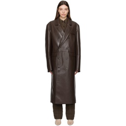 Brown Sverre Leather Coat 241845F059001