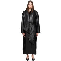 Black Amelie Vegan Leather Coat 232845F059018