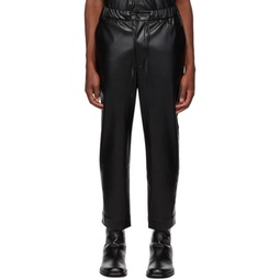 Black Jain Vegan Leather Trousers 232845M191010