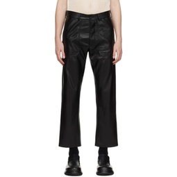 Black Jasper Vegan Leather Trousers 231845M191042