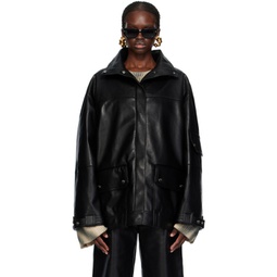 Black Silva Leather Jacket 241845F064000