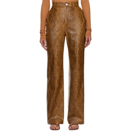 Brown Philine Faux-Leather Trousers 231845F087017