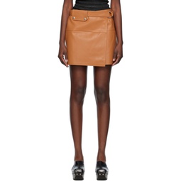 Tan Susan Leather Miniskirt 241845F090002