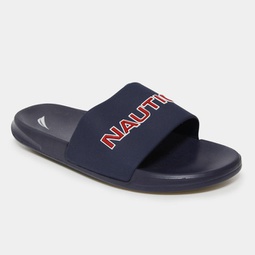 mens logo embossed slide sandals