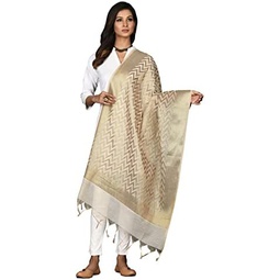 Naveera Banarasi Indian Cotton Silk Dupatta For Women Scarf Shawl Wrap