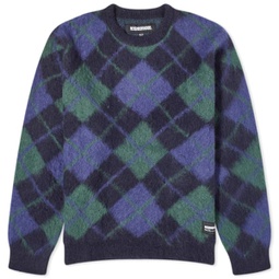 Neighborhood Argyle Patterned Mohair Sweater Navy