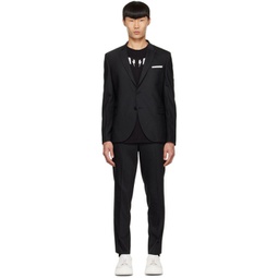 Black Polyester Suit 221368M196005