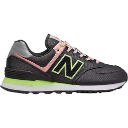 New Balance Womens 574 Sneaker, Black with Cloud Pink Size 8