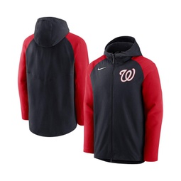 Mens Navy Red Washington Nationals Authentic Collection Full-Zip Hoodie Performance Jacket