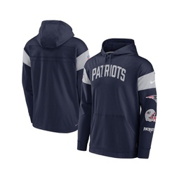 Mens Navy New England Patriots Sideline Athletic Arch Jersey Performance Pullover Hoodie