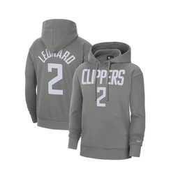 Mens Kawhi Leonard Gray LA Clippers 2020/21 Earned Edition Name and Number Pullover Hoodie