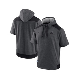 Mens Heathered Charcoal and Black Kansas City Royals Authentic Collection Dry Flux Performance Quarter-Zip Short Sleeve Hoodie