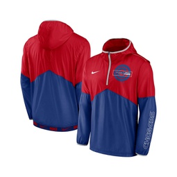 Mens Red Royal Chicago Cubs Overview Half-Zip Hoodie Jacket