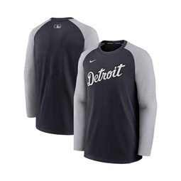 Mens Navy and Gray Detroit Tigers Authentic Collection Pregame Performance Raglan Pullover Sweatshirt