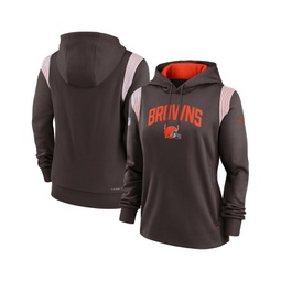 Womens Brown Cleveland Browns Sideline Stack Performance Pullover Hoodie