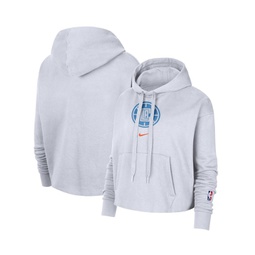 Womens White LA Clippers 2021/22 City Edition Essential Logo Cropped Pullover Hoodie