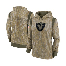 Womens Olive Las Vegas Raiders 2021 Salute To Service Therma Performance Pullover Hoodie