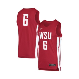 Mens #6 Crimson Washington State Cougars Replica Basketball Jersey