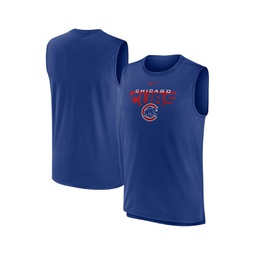 Mens Royal Chicago Cubs Knockout Stack Exceed Performance Muscle Tank Top