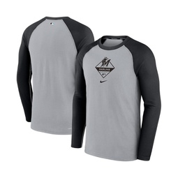 Mens Gray and Black Miami Marlins Game Authentic Collection Performance Raglan Long Sleeve T-shirt
