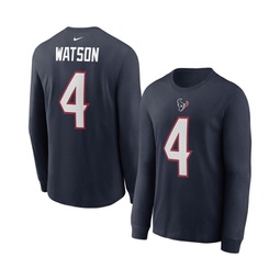 Mens Deshaun Watson Navy Houston Texans Player Name and Number Long Sleeve T-shirt